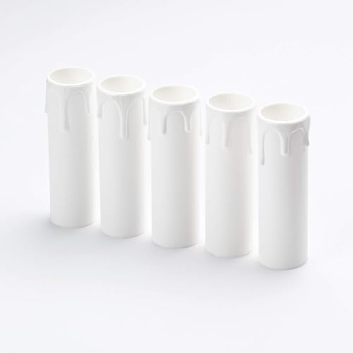 5 Stück Kerzenhülse antik Kunststoff Kerzenhülsen Lampenfassung für Kristall Kronleuchter LED Kerzen Kronleuchte Wandleuchte Hängelampe weiß (100mm)
