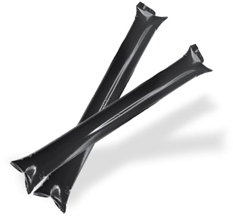 FUN FAN LINE - Pack 50 Pares Aplaudidores Hinchables Reutilizables | Palos Animación Ruidosos para Fiestas, Fútbol y Eventos | Cotillón Deportivo y Celebraciones (Negro)