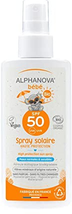 Umweltfreundlicher Sonnenschutz für Babys, LSF 50, Alphanova 125 ml