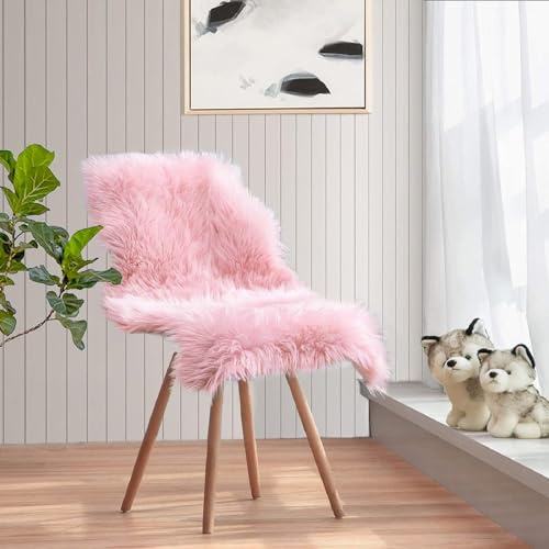 JXLOULAN Alfombra de piel de oveja sintética, color rosa, 50 x 80 cm, para salón, decoración de pelo, suave, para sillas, sofá, dormitorio, habitación infantil