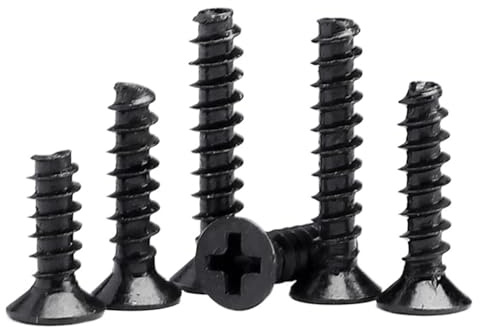 Ctongrun-Zylindrische Kopfschrauben M1 M1,2 M2 M2,3 M2,6 M3 M4 Mini-Schraube aus schwarzem Kohlenstoffstahl, Kreuzschlitz-Senkkopfschraube Langlebig und robust(6mm,M2.0 (100pcs))