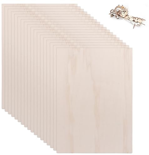 LOLYSIC 18 Stück Sperrholz 3mm, A3 Sperrholzplatte, Holz Platten Holzplatten zum Basteln für DIY, Laserbearbeitung, Brandmalerei, Modellbau, Deko, Gemälde, 420x300x3mm