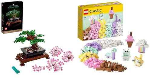LEGO 10281 Icons Bonsai Tree Set for Adults, Plants Home Décor Set with Flowers & Classic Creative Pastel Fun Bricks Box, Building Toys for Kids, Girls