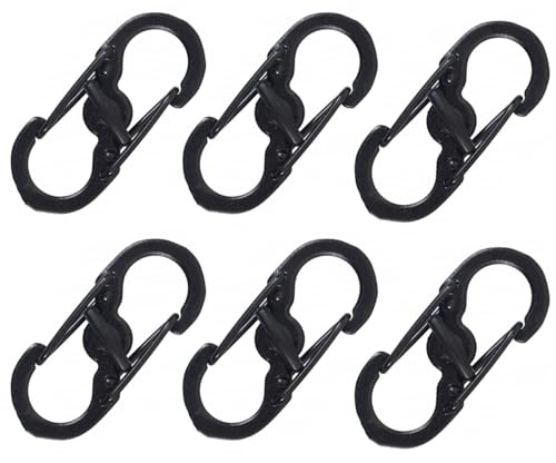 JOBYNIM 6 Stück Mini Karabiner, Edelstahl S Karabiner Doppelfeder Schlüsselanhänger Clip Mini S Clip für Schlüsselanhänger, Rucksack und Camping