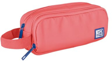 Oxford B-Smart Schulmäppchen mit 3 Fächern, elastisches Gummi, recyceltes Material RPET, Farbe Wassermelone