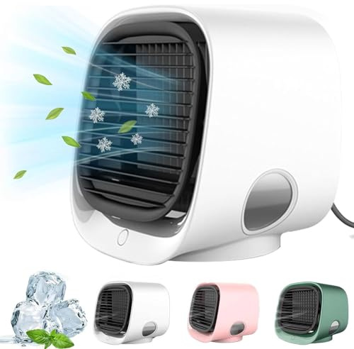 Oribreeze Aire Acondicionado Portátil para Escritorio con Luz Nocturna, Enfriador de Aire para Casa, Oficina y Coche (Blanco)