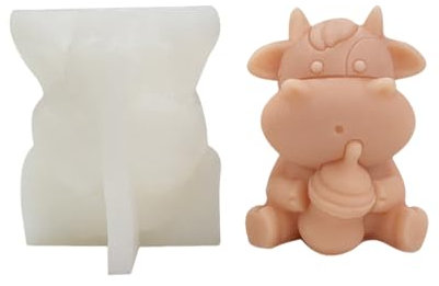 Silicone Candle Moulds Aromatherapie-Kerzenform Mit Kuh-Motiv, Gips, Diffusor, Steinornament, Eiswürfelform – Transparent