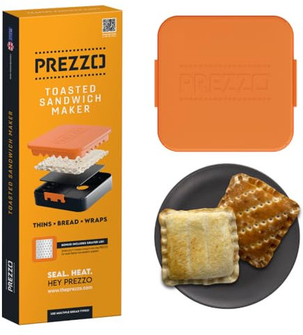 PREZZO® Sandwich Crimper - Toastie Maker for Thins - Enjoy Healthy Toasted Snacks in Minutes - Simply Crimp, Heat, Eat it! Includes Grater Lid