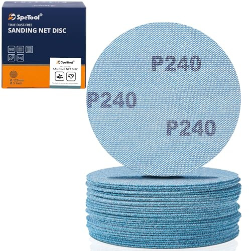 SpeTool Slipgaller 125 mm kardborreband 30 stycken slipnät, slipskivor kornighet 240 dammfritt kardborreband, slippapper för trä, gipsskivor, metall, epoxiharts