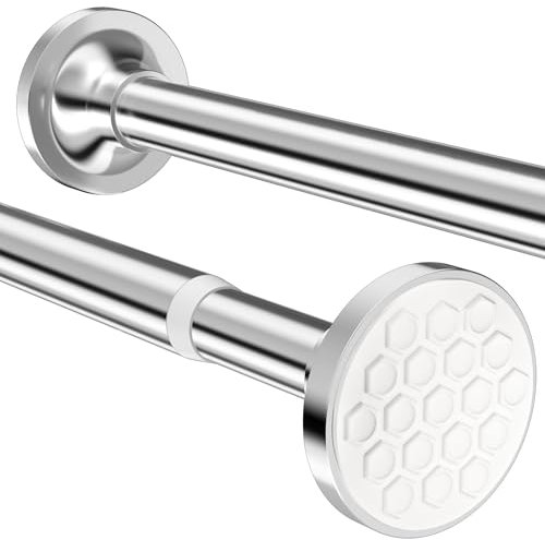 Vorhangstangen ausziehbare Stange rutschfeste Spannstangen 3m Duschvorhangstangen extra lang für Wohnzimmer, Schlafzimmer, Bad, Balkon (84-300CM φ32mm Silber)