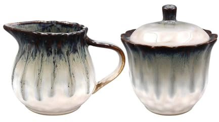 Lesser & Pavey Elemants Reactive Glaze Sugar & Cream Set | Elegant Ceramic, Creamer Jug, Coffee & Tea Accessories, Home & Café, Kitchen Essentials