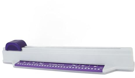 Machine à Relier Perforatrice à 30 Trous, Perforatrice de Papier A4 à Poussée Manuelle de Bureau avec 4 Bandes de Feuilles Mobiles, Pince de Fixation Amovible pour le Bureau, la