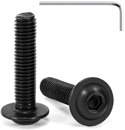 Tunejoy 20 Stück Linsenkopfschrauben mit Flansch Schwarz M8 x 35 mm Linsenkopfschraube Innensechskant Edelstahl A2 V2A Flanschschrauben Vollgewinde mit Inbusschlüssel
