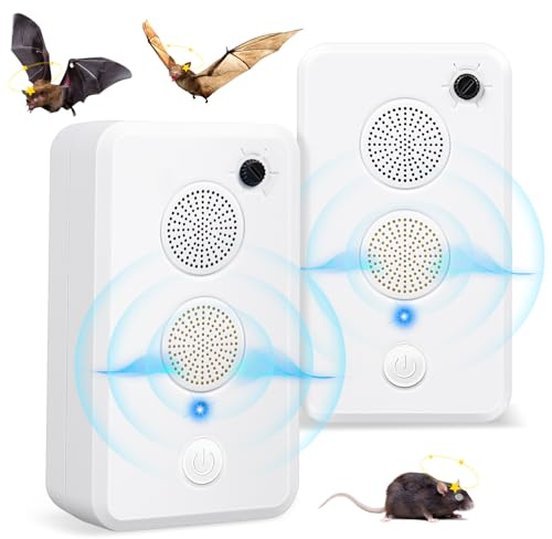 2 Pack 2025 Ultrasonic Bat Repellent Deterrent Devices for Attic Electronic Bat Reject Repelling System for Porch House Pest Removal Control,Friendly to Human and Pet