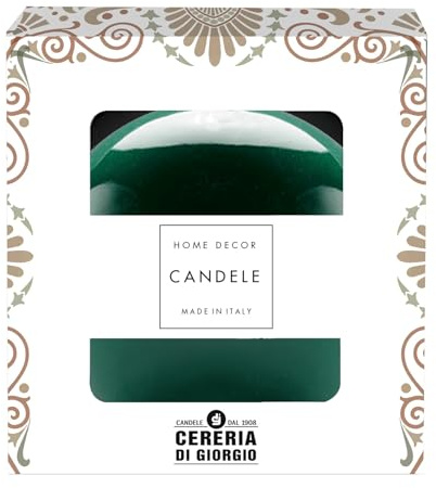 Vela esférica decorativa lacada diámetro 10 cm - Duración 49 horas - Color verde oscuro - Caja regalo - Cereria Di Giorgio