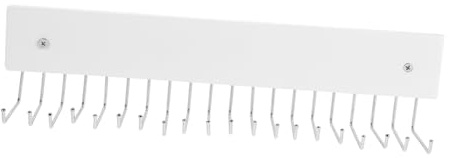 White Wall Mounted Tie Rack with Wood and Iron Multifunctional Storage | Space Saving Design for Home Closets, Compact Organizer for Belts and Accessories