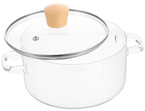 Healifty Casserole Verre Transparent avec Couvercle et Double Poignée Marmite à Soupe Résistante Chaleur Design Ergonomique pour Cuisson Maison de Nouilles et Mijotés