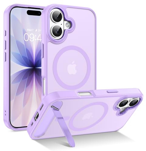 YINLAI for iPhone 17 Case Compatible with MagSafe iPhone 17 Magnetic Invisible Kickstand Case Translucent Matte Skin Feeling Shockproof Protective Anti-Scratch Cover for Phone 17 6.3, Light Purple