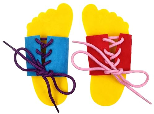 Learn to Lace Shoes – Practice Lacing Board , Early Educational Toy for Teaching Shoelace Tying, Fine Motor Skills Development, Travel-Friendly Learning Shoe for Toddlers & Preschoolers (1 Pack)