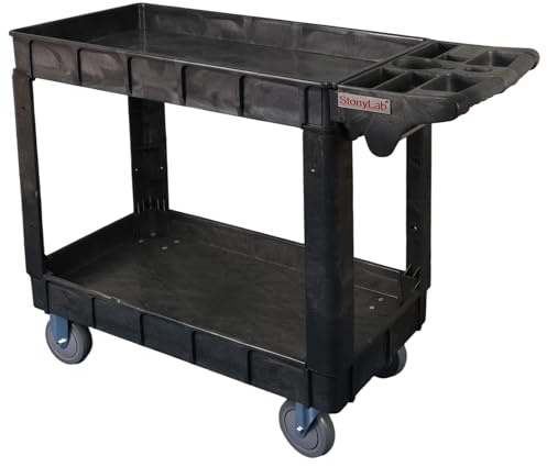 stonylab PP Nutzwagen, 2-Etagen Laborwagen zum Transport von Geräten und Materialien, S