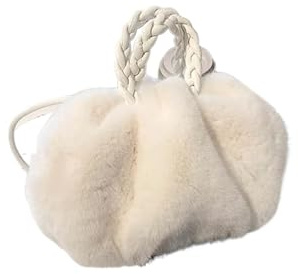 Fluffig tygväska kvinnor mjuk plysch axelväskor vinter lurviga damer kuvertväska små handväskor kvinnor crossbody, Vitt, As detailpage