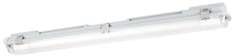 EGLO Feuchtraumleuchte Eco Tube-E, Beleuchtung Keller Garage, Kellerleuchte Röhre, Deckenleuchte Feuchtraum Leiste, Wannenleuchte 67,5 cm, Kunststoff in grau, G13 Fassung, IP65