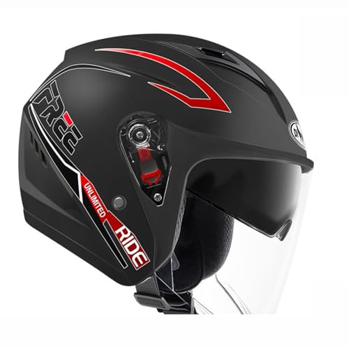 Casco Moto Con Visiera Per Uomo Donna Vintage Scooter Jet Cascos ECEDOT Omologato Mezzo Casco Design A Doppia Lente Adatto Per Pendolari E Guida All'aperto I,56-62cm