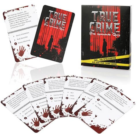 FunX True Crime Kartenspiel - 100 Reale Kriminalfälle und Verbrecher als Quizspiel - Gesellschaftsspiel und Rätselspiel für Erwachsene und Jugendliche