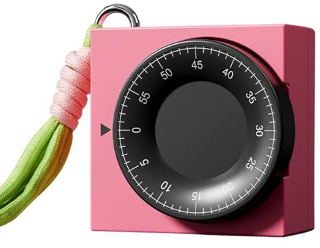 Mechanical Timer – ABS + Lanyard + Metal Movement 6.8×6.8×3.4cm | Cooking Timer With Hanging Rope | Kitchen Timer1 | Manual Countdown For Cooking Baking Studying Exercise And Time Management Designed