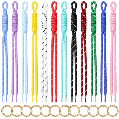 12PCS Paracord Keychain Bag Charms Rope Keychain Braided Nylon Rope