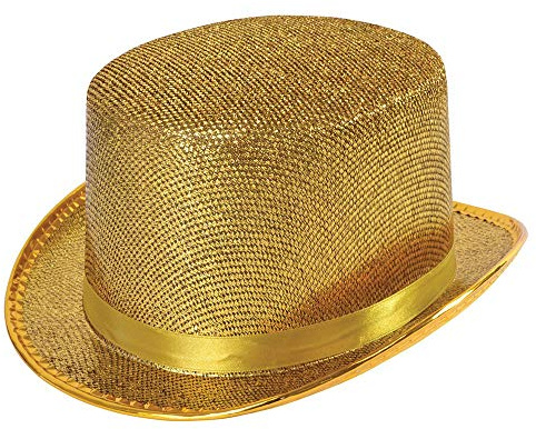 Bristol Novelty BH467 - Cappello a cilindro in lurex dorato, unisex, taglia unica