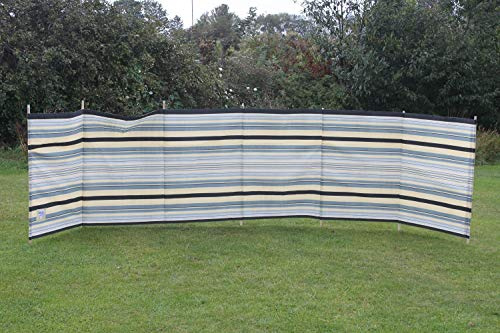 Blue Diamond 7 Pole Sand / Grey Contemporary Stripe Windbreak