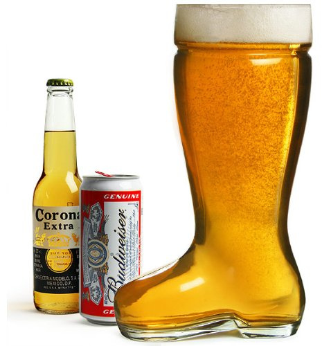 bar@drinkstuff Giant Glass Beer Boot 3.5 Pint / 2 Litres - Case of 6 Bierstiefel, Glass Beer Boot
