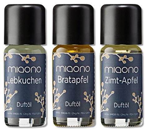 Duftöle von miaono - Wunderbare Welt der Düfte - Aromaöle für himmlichen Raumduft (Lebkuchen-Bratapfel-Zimt/Apfel, 3er Set 3x10ml)