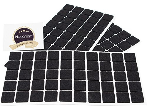 Adsamm® / 150 x Selbstklebende Filzgleiter/Schwarz / 20x20 mm/Quadratisch/Möbelgleiter aus Filz mit 3.5 mm Stärke/Möbel- und Bodengleiter
