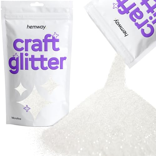 Hemway Bastel-Glitzer, Weiß, mikrofein, 0,1 mm, für Kunsthandwerk, Becher, Papier, Glas, Dekorationen, DIY-Projekte, 100 g