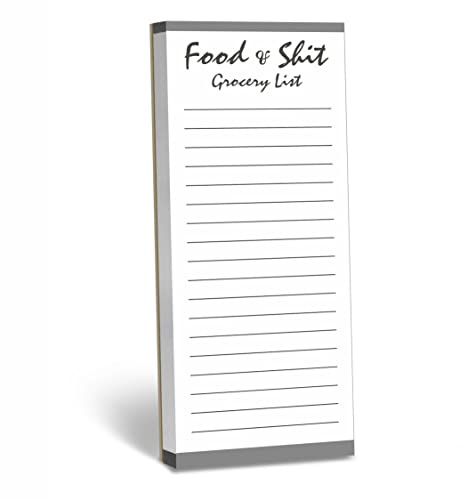 Hebayy 100 Pages Food&Shit Magnetic Back Funny Grocery List Planner Note Pad To Do List for Fridge Locker (3 x 8)