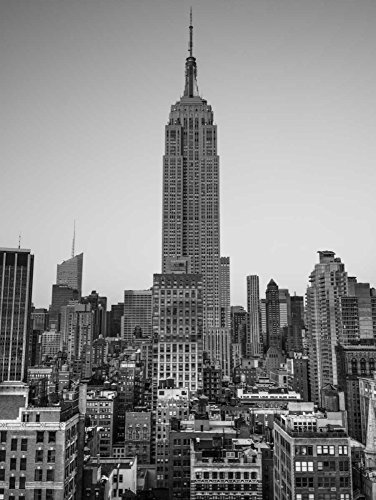 Feeling at home Leinwandrahmen, mit amerikanischem Tex, Empire-Staat-Bau, mit New-York-City-Manhattan-Skyline mit Wolkenkratzern, Frank-Assaf-Architektur, Kunstdruck, auf Holzrahmen, 81,3 x 61 cm