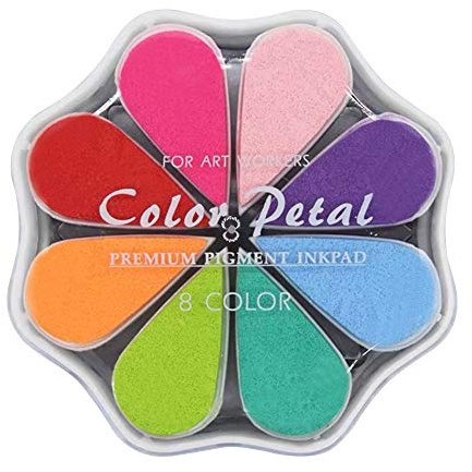Stempelkissen in 8 Farben zum Basteln, Regenbogenfarben, kleine Gummistempel, Stempelkissen, Pigmentblütenpunkt-Optionspad, waschbar für Kartenherstellung, Sammelalben, Kindermalerei, Buchstaben(1015
