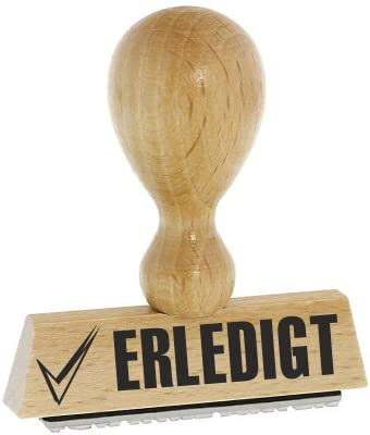 Office-Stempel/Lagertext – ERLEDIGT - von Kaufhaus2010 Buchenholzstempel – Lagertextstempel zur Kennzeichnung von Rechnungen und anderen Dokumenten 4 cm lang