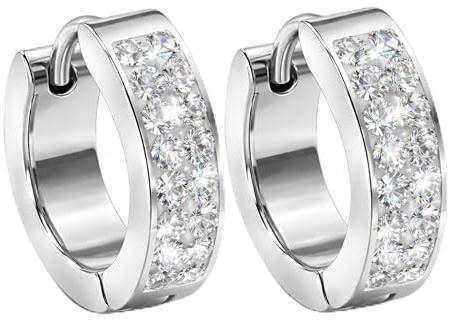 Creolen Damen 15mm Zirkonia – Edelstahl Ohrringe Gold & Silber – Kleine Elegante Ohringe – Hypoallergen – Geschenkidee