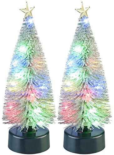 infactory Weihnachtsbaum Kfz: 2er-Set Bunte LED-Weihnachtsbäume mit USB-Betrieb, 25 cm hoch (LED Weihnachtsbaum klein, mit Licht, Weihnachtsbeleuchtung)
