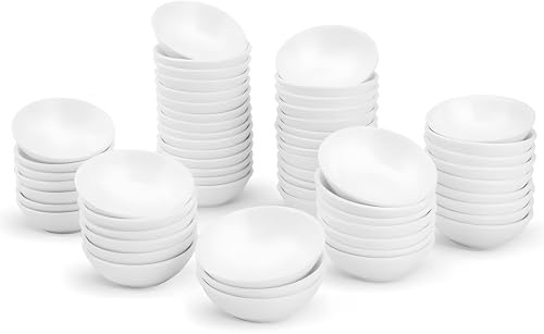 UIBFCWN Lot de 60 bols à sauce soja en céramique de 7,6 cm en vrac, 34 g, petits bols à sauce pour sauce, sushi, ketchup, huile d'olive, apéritif