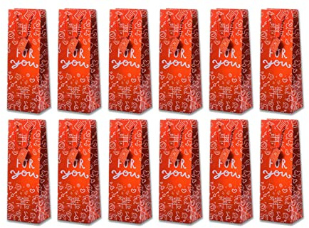 Flaskpåsar presentpåsar 12 stycken med For you motiv, födelsedagspresent, påsar för flaskor som present till födelsedag, jul, speciella tillfällen