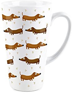 Purely Home Taza de café con diseño de perro salchicha, de cerámica blanca, regalo de té y café