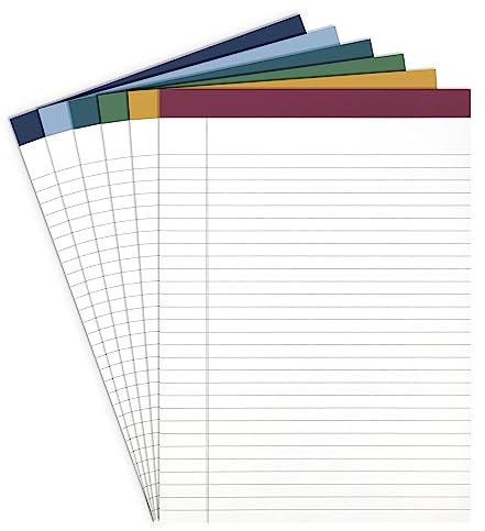 PAPERAGE Lined Legal Pads, (Jewel Tone), 6 Pack, 50 Sheets Each, Wide/Legal Ruled, Note Pads, Paper, 8.5 inches x 11 inches
