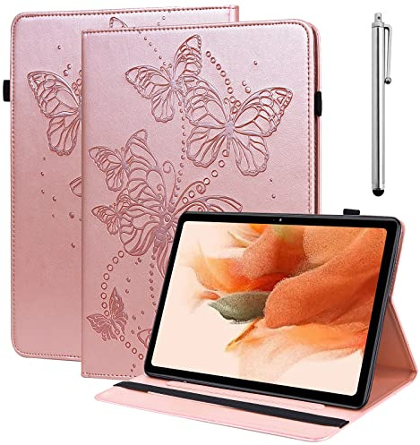 BOLELAW Hülle für Samsung Galaxy Tab A 10.1 2016 (SM-T580/T585) Geprägter Schmetterling PU Leder Folio Flip Case mit Stifthalter Stand Kartenschlitz Tablet Hülle für Galaxy Tab A6, Rosa
