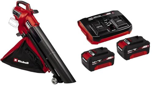 Einhell Profesional Aspirador de Hojas con batería VENTURRO 36/240 Power X-Change (36V, Potencia de aspiración 740m³/h, Bolsa colectora 45l, func. de soplado hasta 240km/h,) + Twinpack 3 Ah