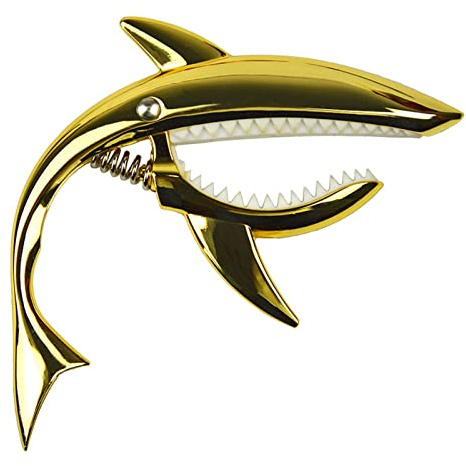 Gitarren-Kapodaster, Shark Capo, Gitarren-Kapodaster, Stimmgerät, Zink-Zink-Legierung, Ton-Clip, Elastisch, Weich, Gitarren-Kapodaster, Musikinstrumenten-Zubehör Für Ukulele, Mandoline, Banjo, Gold