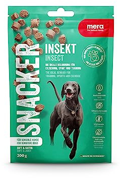 MERA Snacker Insekt (1 x 200 g), spannmålsfri, hållbar mjuk hundgodis för träning eller som mellanmål, rejäla köttiga godsaker för alla hundar